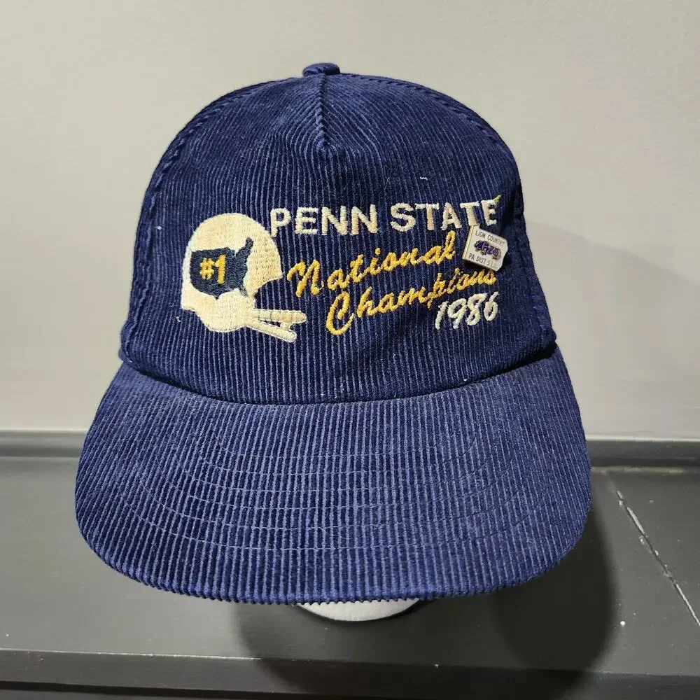 VTG 80s‎ Penn State National Champions 1986 Football Corduroy Snapback Hat Cap